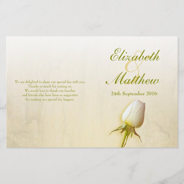 Programme de mariage des boutons de rose blanc (Devant)