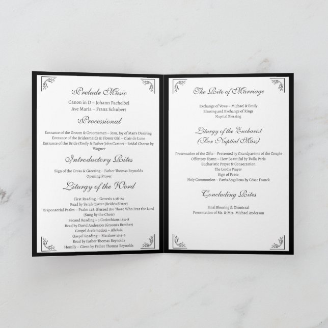 Programme de mariage des églises catholiques (Intérieur)
