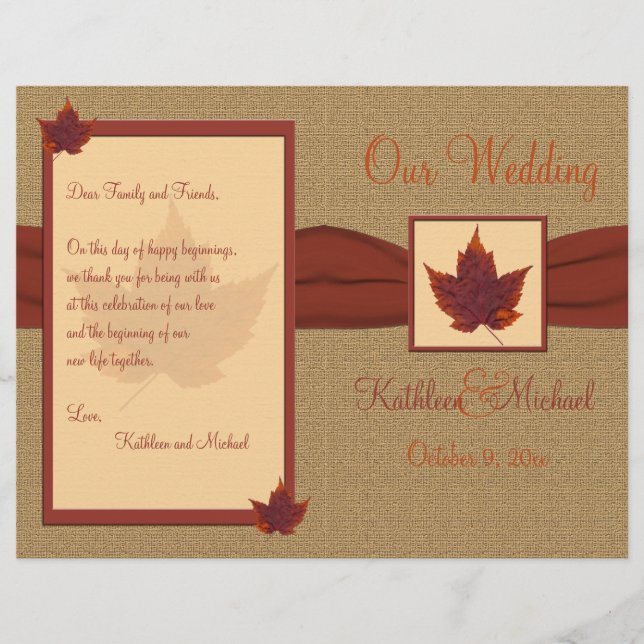 Programme de mariage des feuilles d'automne (Devant)