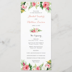 Programme de mariage des Feuilles de palme tropica