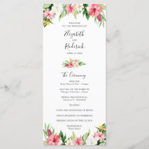 Programme de mariage des Feuilles de palme tropica
