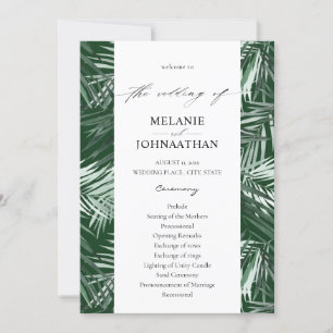 Programme de mariage des Feuilles de palmiers trop