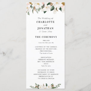 Programme de mariage des fleurs de magnolia d'aqua