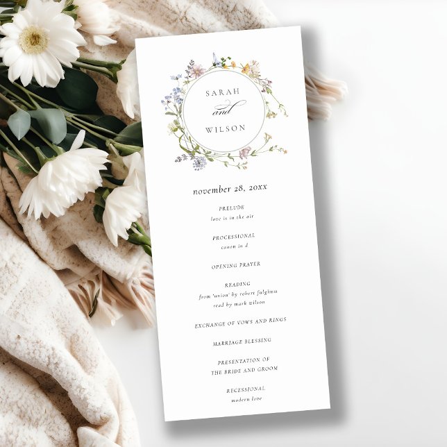 Programme de mariage des fleurs de prairie rustiqu (Créateur téléchargé)