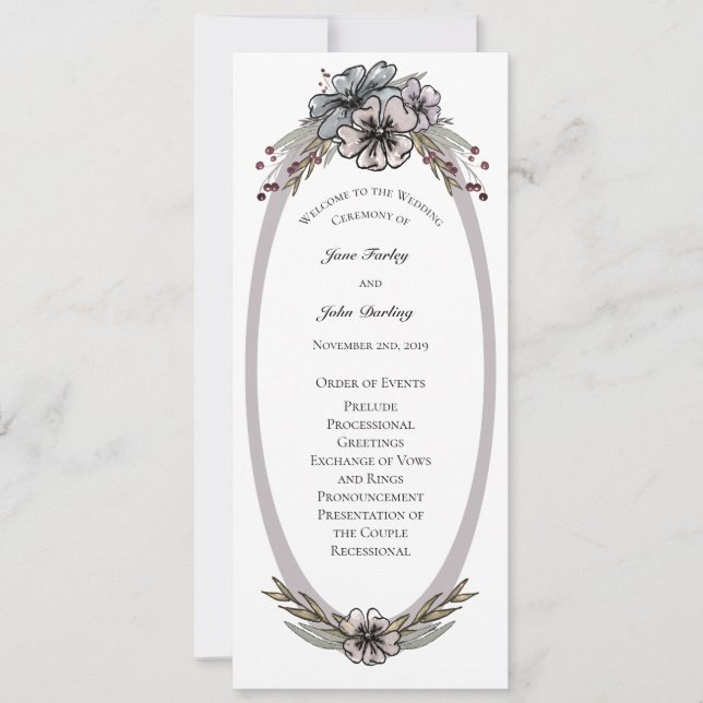 Programme de mariage des fleurs d'hiver (Devant)