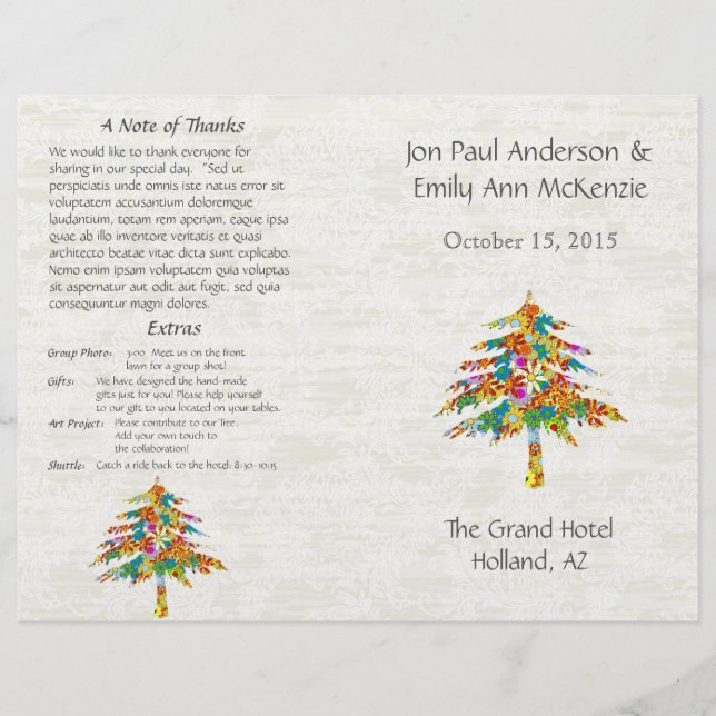 Programme de mariage des fleurs musicales (Devant)