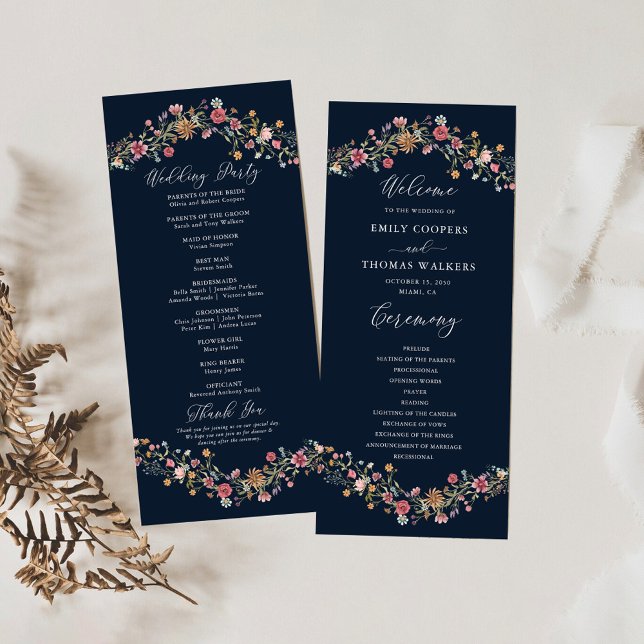 Programme de mariage des Fleurs sauvages bleus de  (Créateur téléchargé)