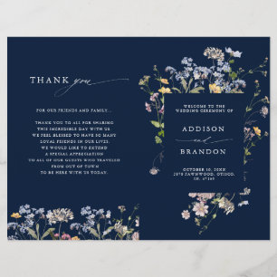 Programme de mariage des Fleurs sauvages de printe