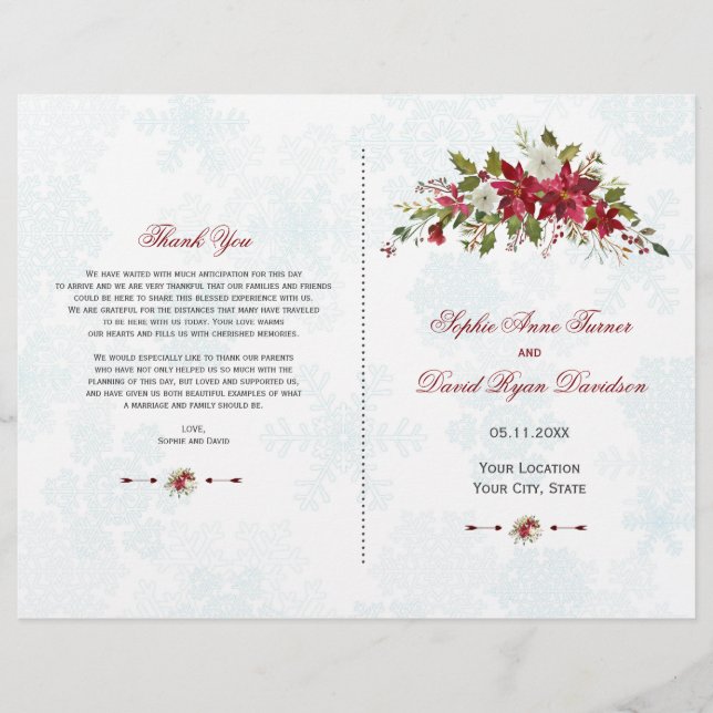 Programme de mariage des flocons de neige de la po (Devant)