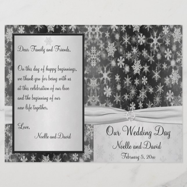 Programme de mariage des flocons de neige noirs et (Devant)