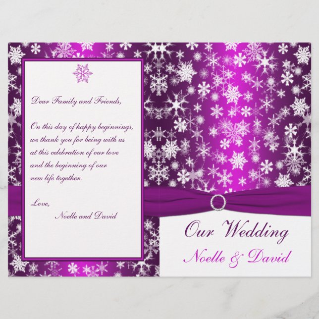 Programme de mariage des flocons de neige violet e (Devant)
