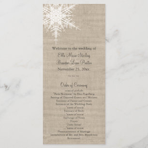 Programme de mariage des flocs de neige Burlap