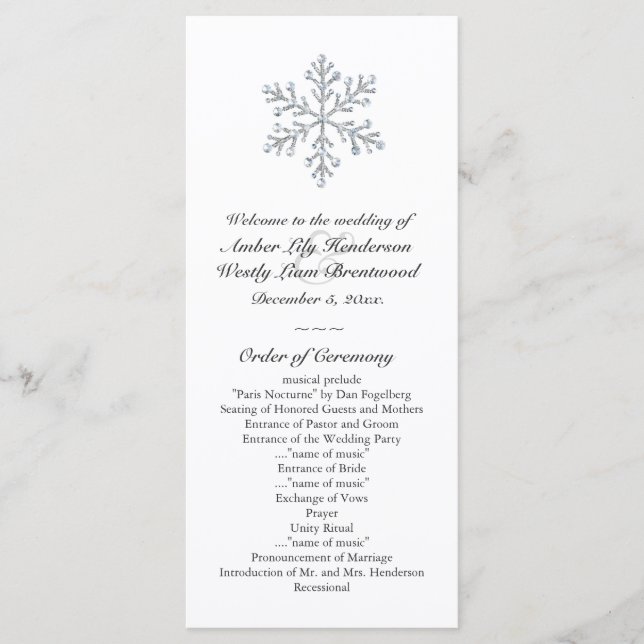 Programme de mariage des flocs de neige d'hiver (b (Devant)