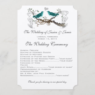 Programme de mariage des Inséparables Turquoises v