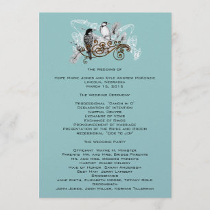 Programme de mariage des Inséparables vintages Not