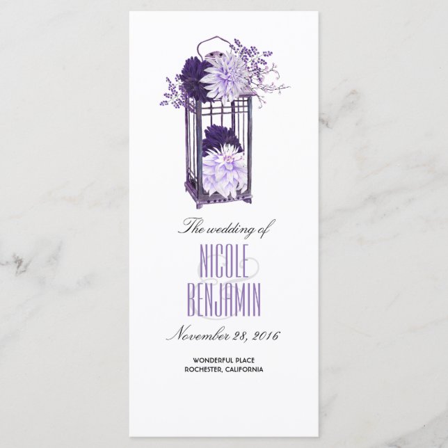 Programme de mariage des lanternes florales pourpr (Devant)