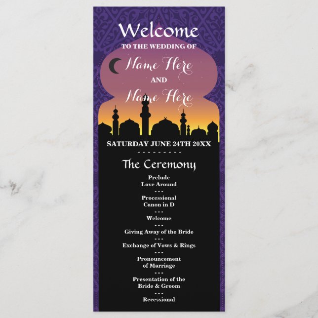 Programme de mariage des nuits arabes (Devant)