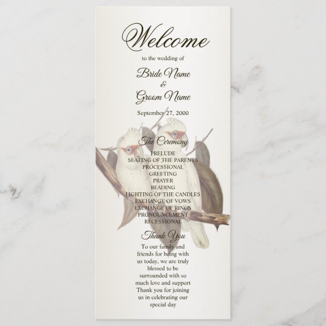Programme de mariage des oiseaux blancs (Devant)