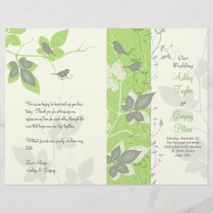 Programme de mariage des oiseaux et des vignes gri