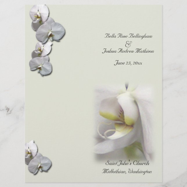 Programme de mariage des orchidées blanches (Devant)