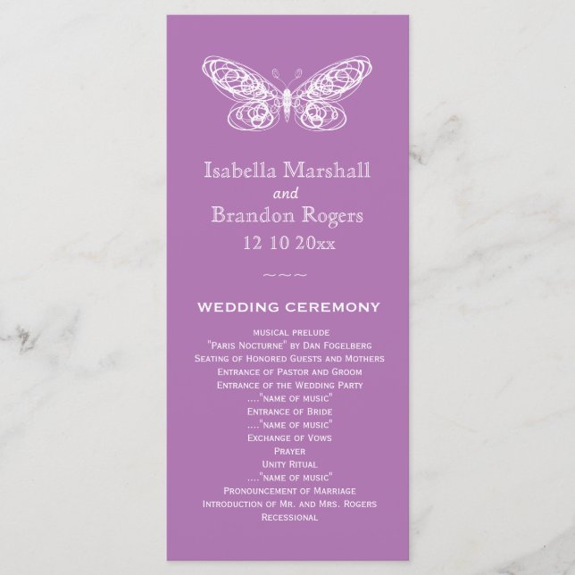 Programme de mariage des papillons de l'orchidée r (Devant)