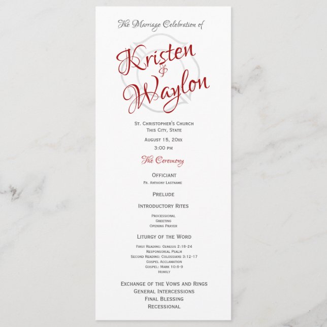 Programme de mariage des pompiers (Devant)