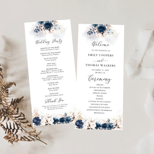 Programme de mariage des Roses bleu et poussiéreux (Créateur téléchargé)