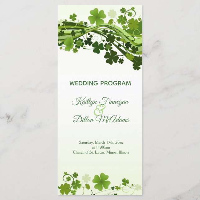 Programme de mariage des Shamrocks irlandais (Devant)