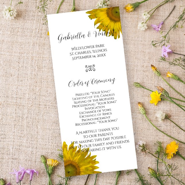 Programme de mariage des tournesols jaunes (Créateur téléchargé)