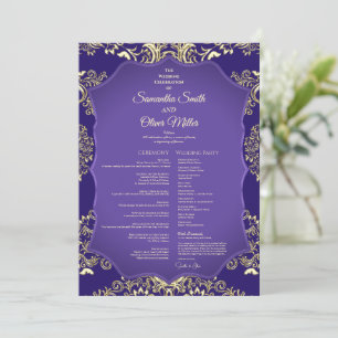 Programme De Mariage Détaillé Purple Et Gold Elega