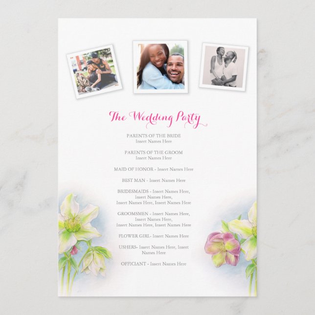 Programme de mariage d'hélibores de printemps d'aq (Dos)