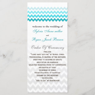 Programme de mariage d'Ombre d'aqua de chevron de