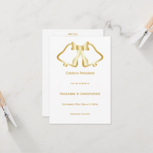 Programme De Mariage D'Or Cloches Et Ruban