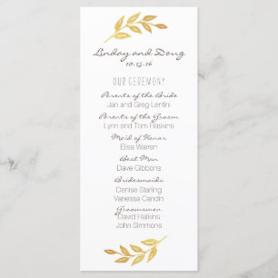 Programme de mariage d'or de feuille de laurier