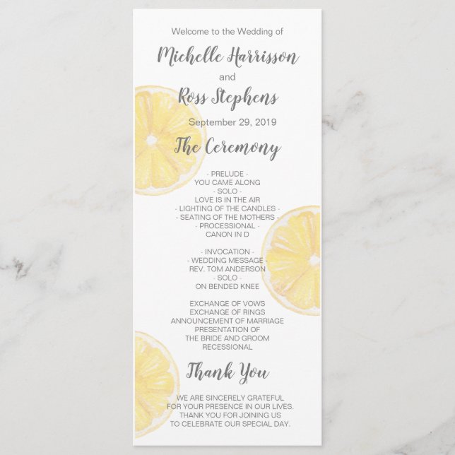 Programme de mariage du citron (Devant)