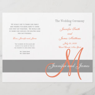 Programme de mariage du corail gris   Monogramme