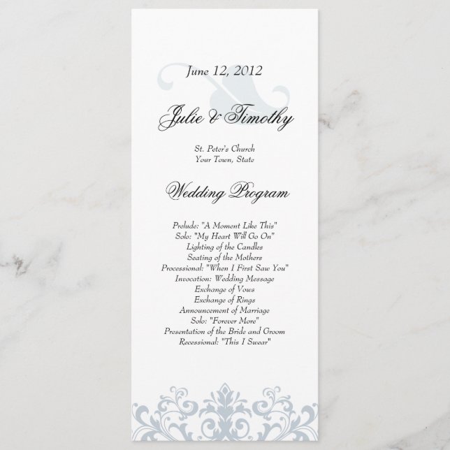 Programme de mariage élégant (Devant)