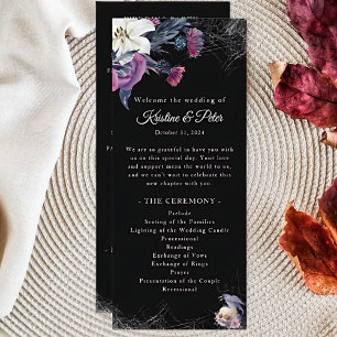 Programme de mariage élégant à crâne floral gothiq