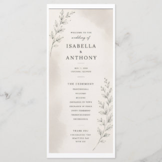 Programme de mariage élégant avec feuilles