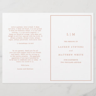 Programme de mariage élégant avec monogramme rose