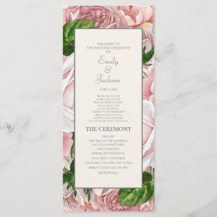 Programme de mariage élégant en rose et crème à mo