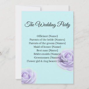 Programme de mariage élégant et guide du cortège d