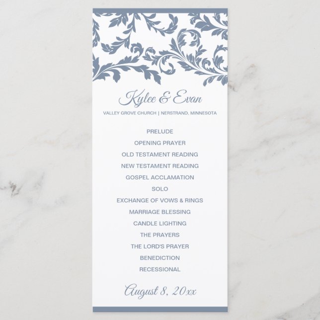 Programme de mariage élégant et haut Flourish | Bl (Devant)