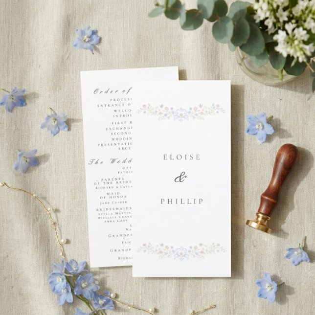 Programme de mariage élégant floral régence vintag (Vintage Elegant Floral Regency Wedding Program)