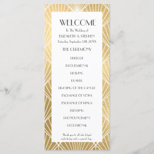 Programme de mariage Elegant Gatsby  Deco Blanc et