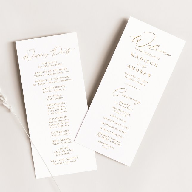 Programme de Mariage Elegant Gold Script (Créateur téléchargé)