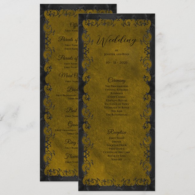 Programme de mariage élégant gothique (Devant / Derrière)