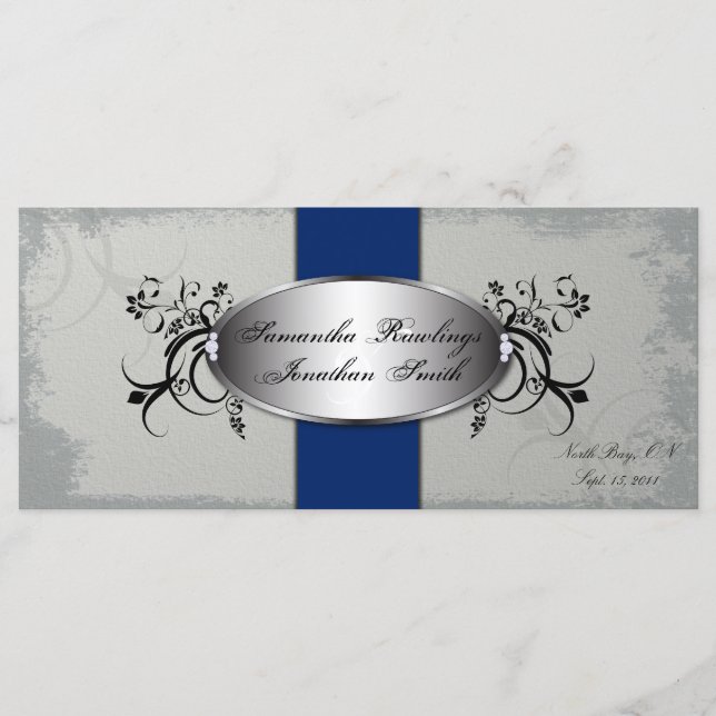 Programme de mariage Elégant Grey Royal Vintage Fl (Devant)