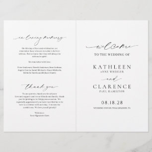 Programme de mariage élégant noir et blanc classiq