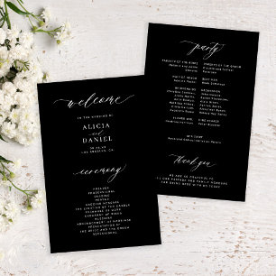 Programme de mariage élégant noir et blanc de budg
